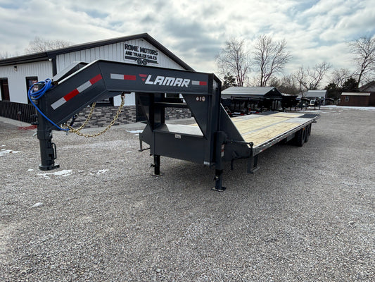 2026 Lamar 32' 25K Gooseneck Flatbed Hydraulic Dovetail Trailer