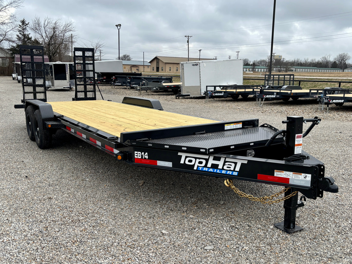 2026 Top Hat 22' 14K I Beam Equipment Trailer With 5' HD Flip Up Ramps