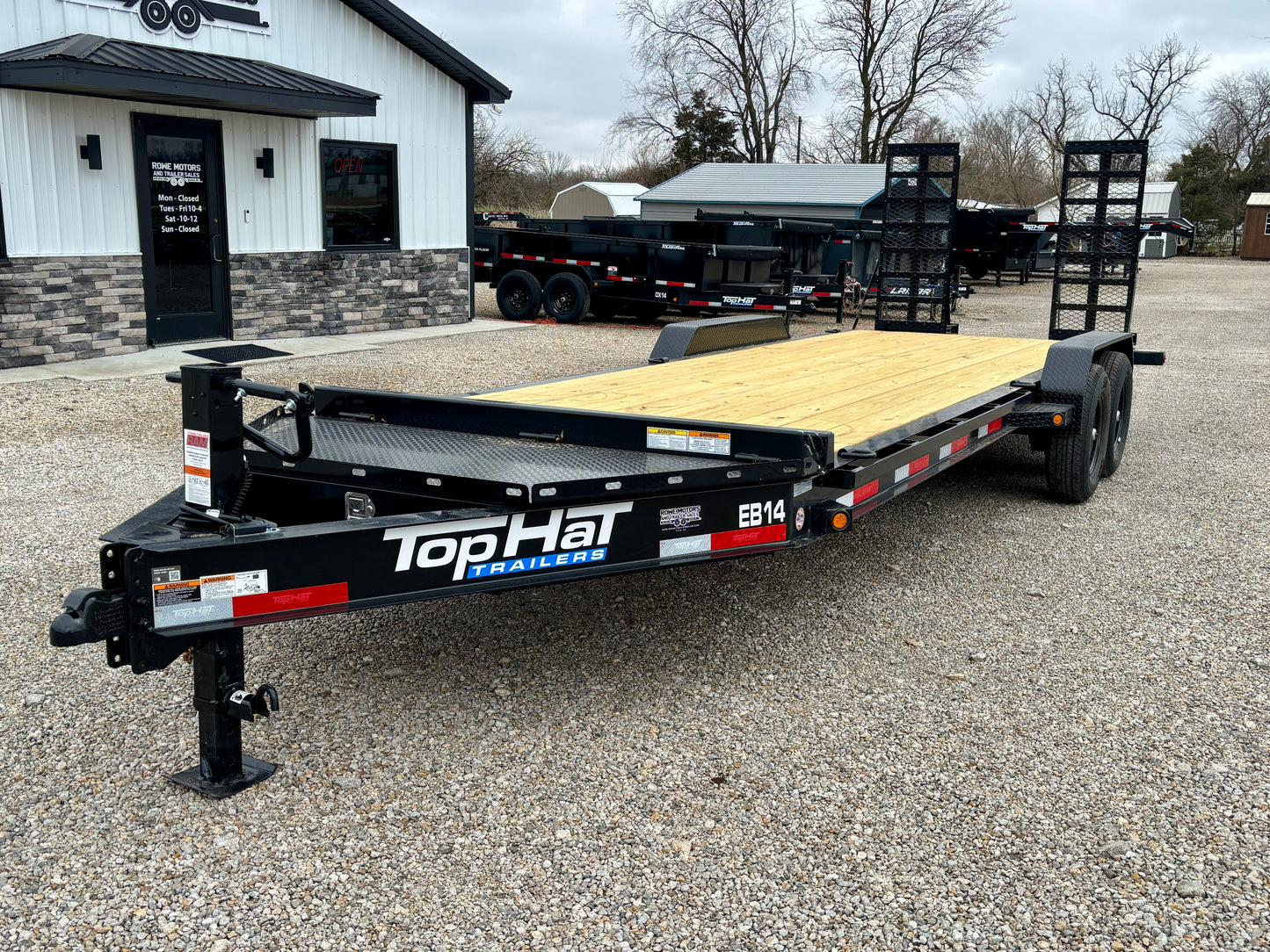 2026 Top Hat 22' 14K I Beam Equipment Trailer With 5' HD Flip Up Ramps