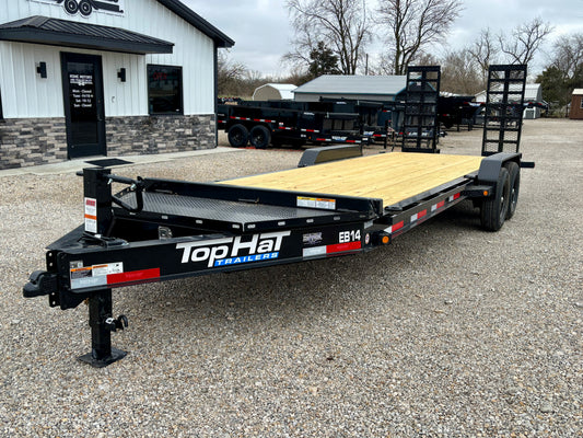2026 Top Hat 22' 14K I Beam Equipment Trailer With 5' HD Flip Up Ramps