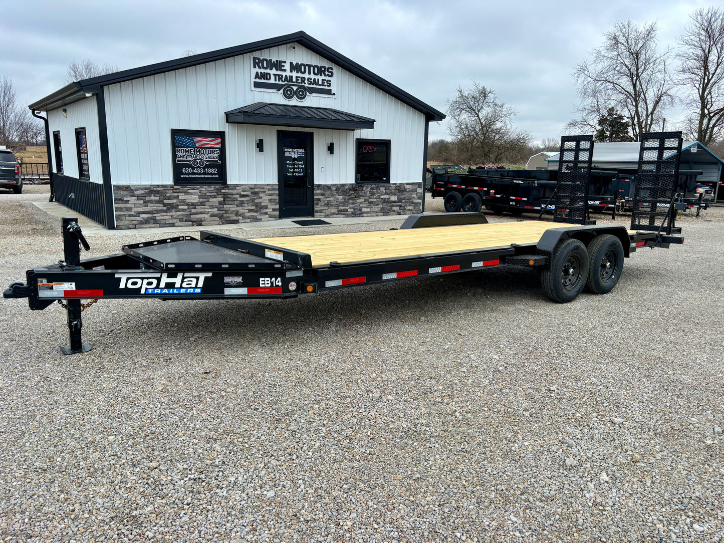 2026 Top Hat 22' 14K I Beam Equipment Trailer With 5' HD Flip Up Ramps