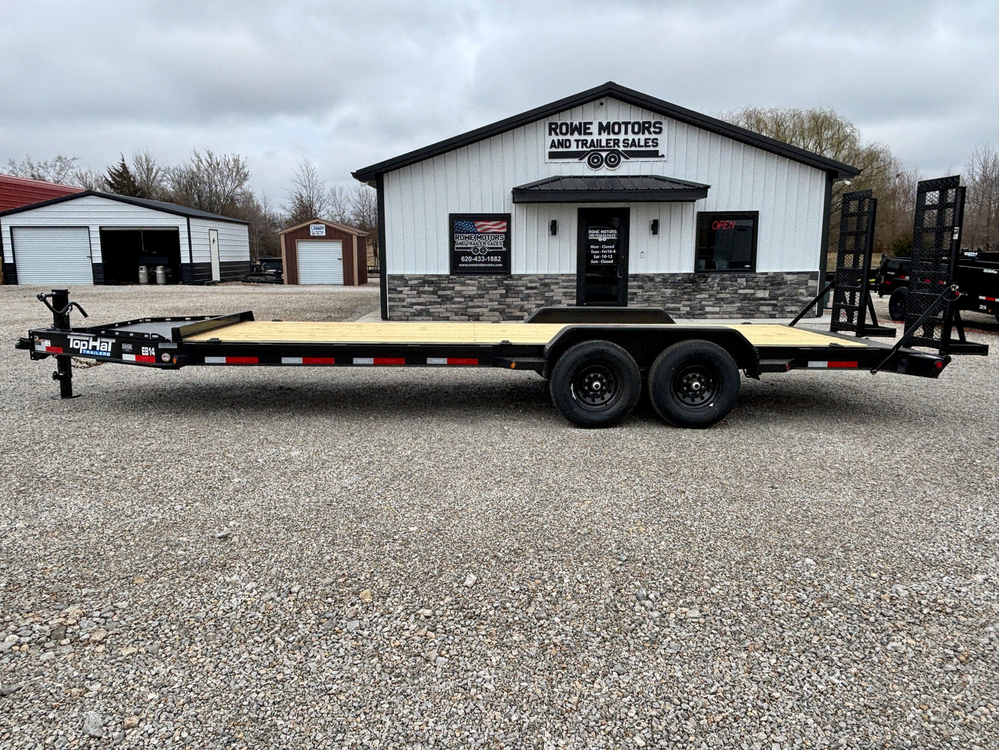 2026 Top Hat 22' 14K I Beam Equipment Trailer With 5' HD Flip Up Ramps