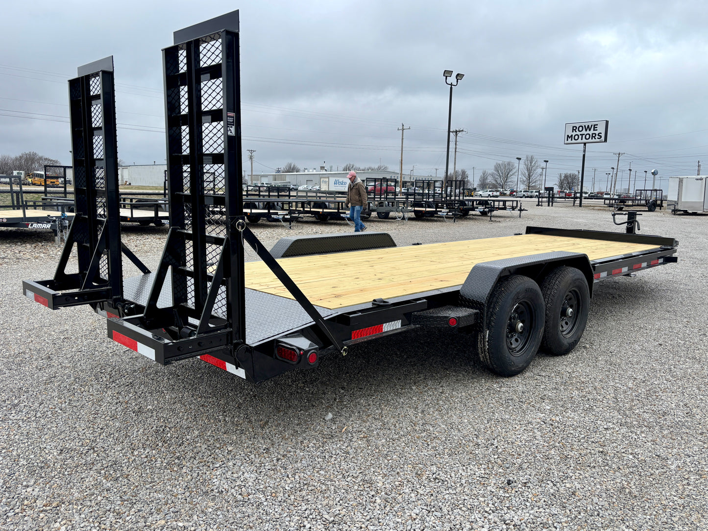 2026 Top Hat 22' 14K I Beam Equipment Trailer With 5' HD Flip Up Ramps