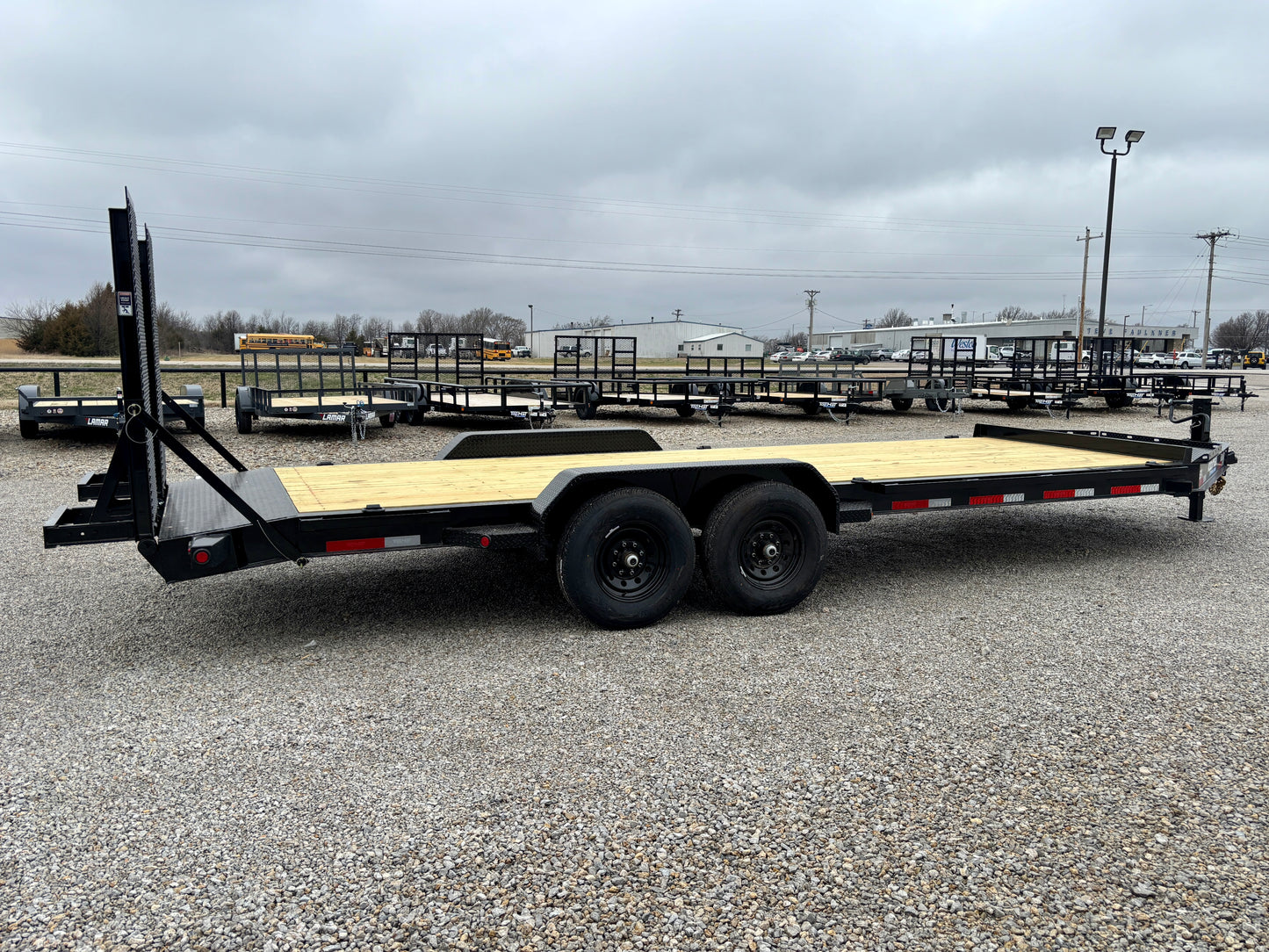 2026 Top Hat 22' 14K I Beam Equipment Trailer With 5' HD Flip Up Ramps
